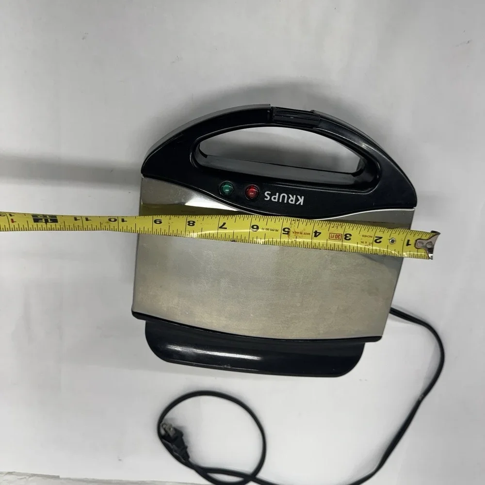 KRUPS 653 BELGIAN WAFFLE MAKER 2 SLICE CHROME NONSTICK STAINLESS STEEL - Tested!